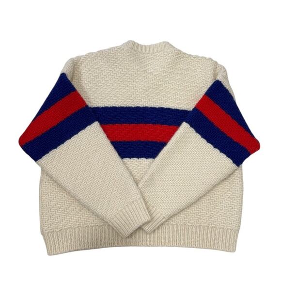 Gucci GG Zip Up Wool Mohair Web Striped Cardigan Classic Sweater Knit - Picture 6 of 8